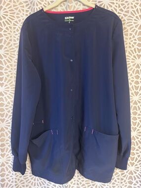 Scrubstar Navy Medical Scrub Jacket Nurse Doctor Vet Tech Size Medium